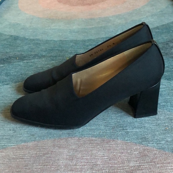Vintage Stuart Weizman Black Square Heel Slip On Business Office Shoe - Picture 3 of 10